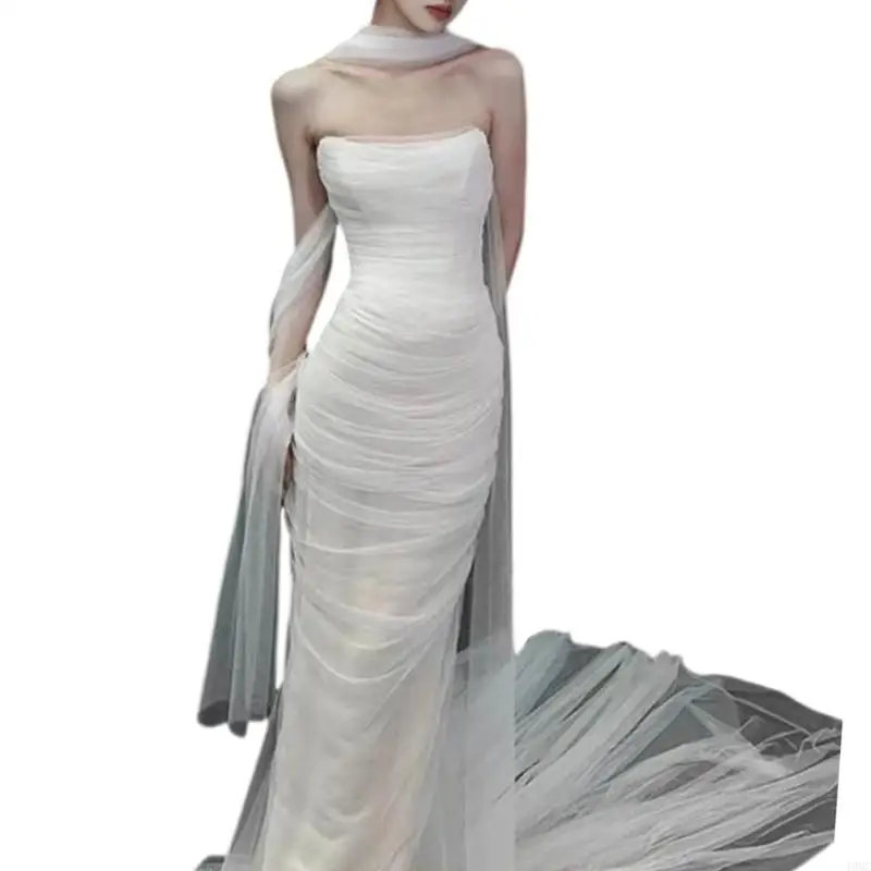 

49MC Wedding Bridal Scarf Shawl Bride Scarf Single Layer Sheer Scarf Theme Party Wrap