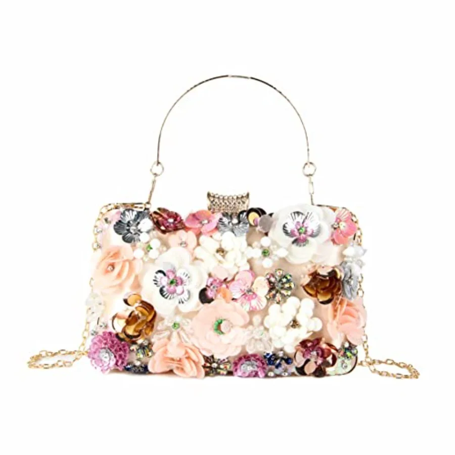 Women Clutches Flower Evening Handbag Chain Strap Shoulder Bag