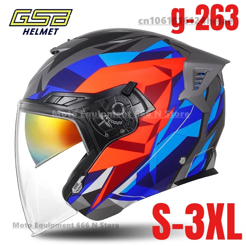 

GSB G263 Motorcycle Helmet Dual Lens Half Capacete Electric Motobike Scooter Case moto Motocross Street Men women g-263