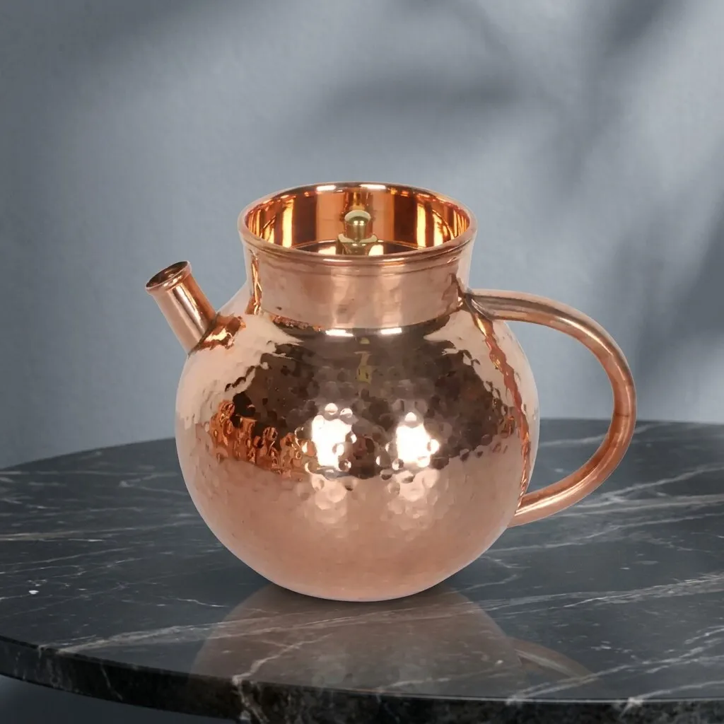 Vintage Brown Copper Pitcher Set   Hammered Copper Drinkware Gift Box for Tableware