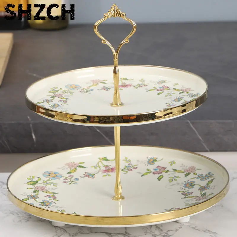 Nordic Trays Enamel Fruit Plate Double-layer Old-fashioned Iron Porcelain Snack Plate Pastry Plates Soup Pot Plates Fruit Plates