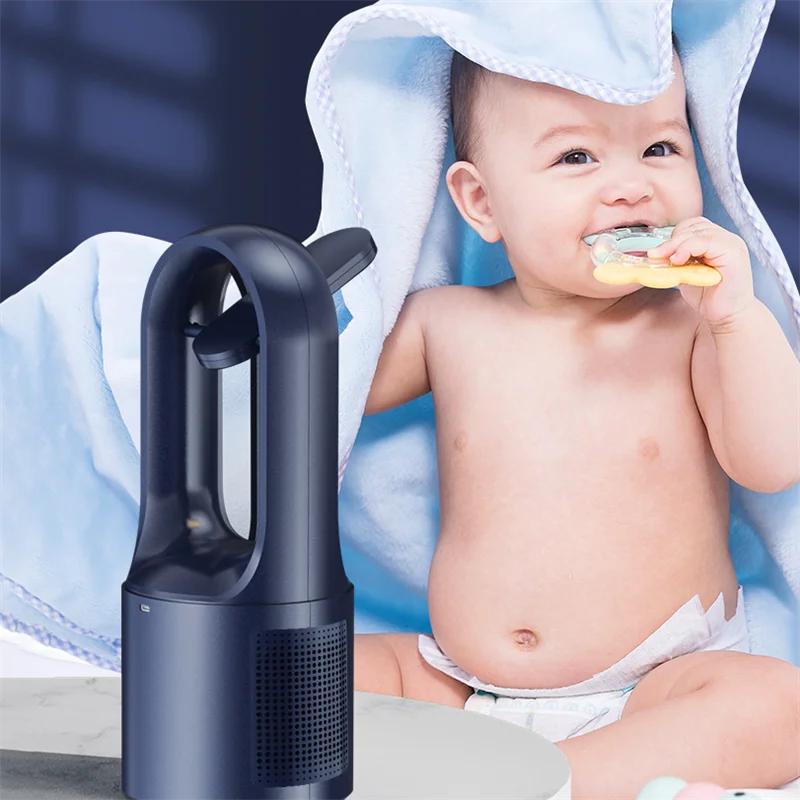 Mini Quạt Không Cánh Bladeless Fan Có Đèn LED Để Bàn Quạt Điều Hòa Không Khí Cho Nhà Nghiên Cứu Cắm Trại USB Sạc 5V Êm Sáng Tạo FS127