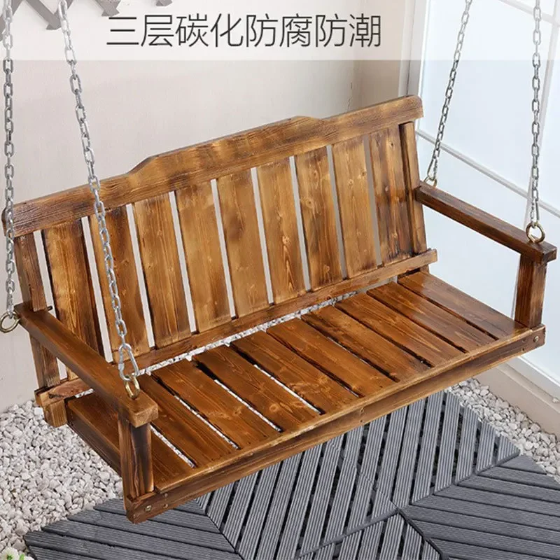 antiseptic wood swingwooden hanging chair, outdoor courtyard, solid wood cradle, garden, wooden rocking  balcony, wooden