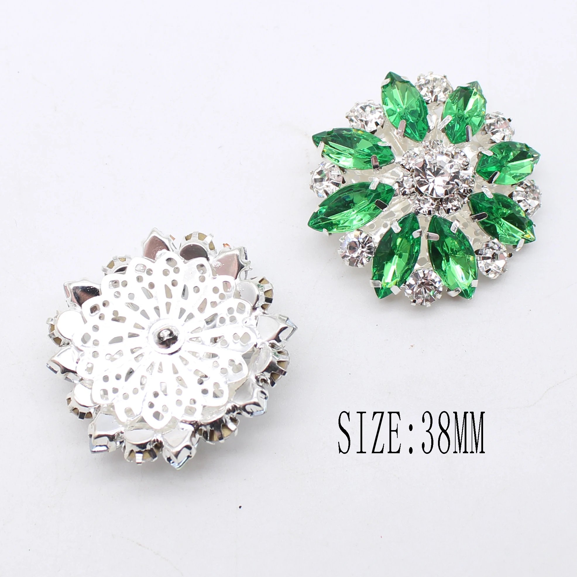 Metal Decorative Accessories 2Pcs/Batch 38mm Acrylic Rhinestone Buttons DIY Hand Sewn Crystal Decorative Accessories