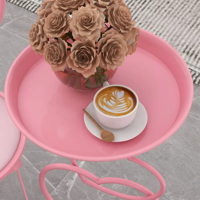 Romantic Pink Web Celebrity Milk Tea Shop Coffee Table Beauty Nail Auxiliary Tables And Chairs Nordic Home Balcony Table