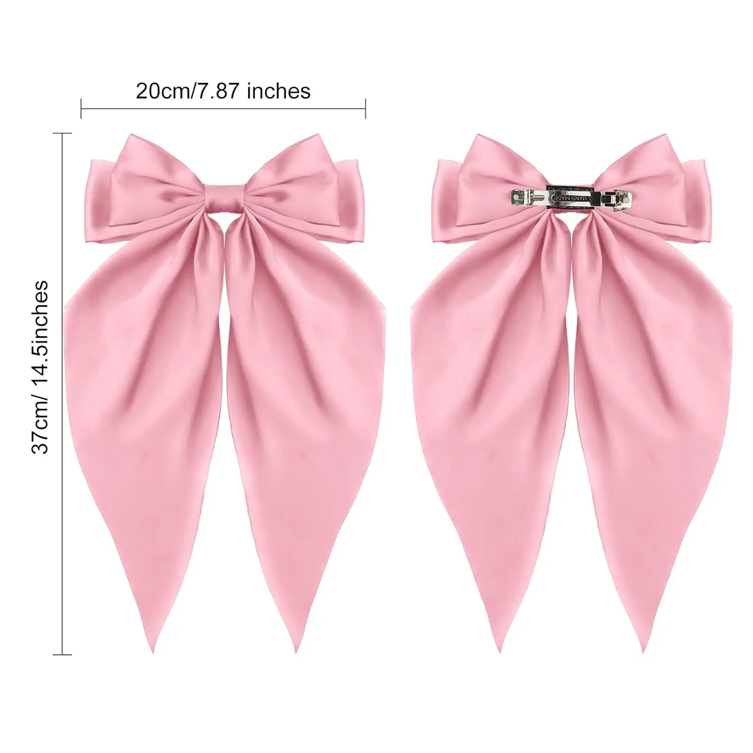 3Pcs Large Elegant Ribbon Bow Hair Clip for Women Simple Solid Color Satin Ponytail Bowknot Hairpins Barrettes Hair Accessories