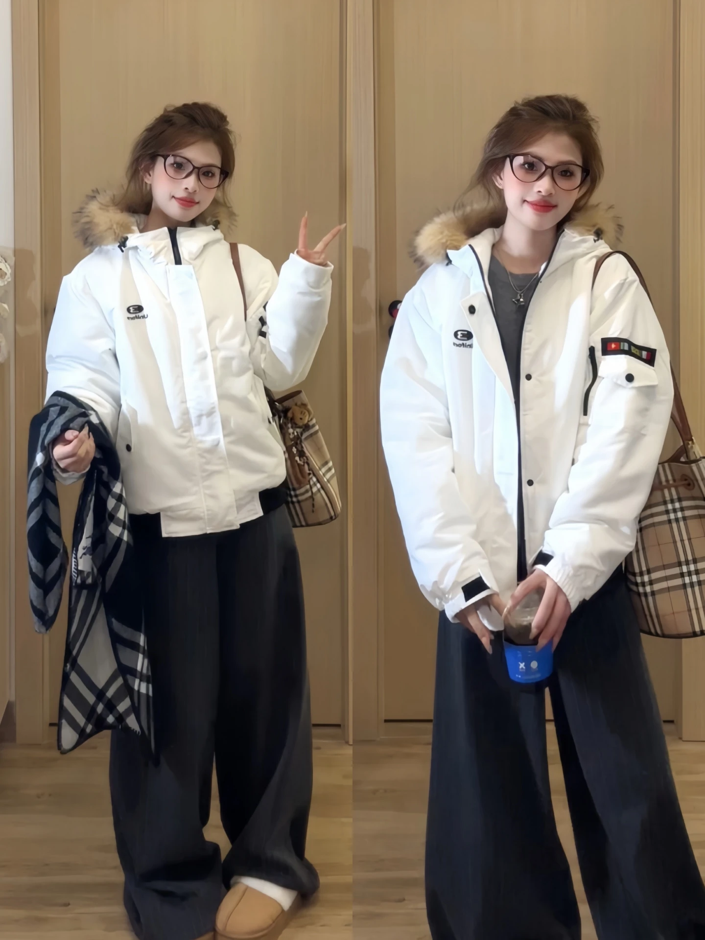 

Женская зимняя парка-парка с белым меховым воротником в стиле ретро, модная парка на подкладке, модная одежда для пар