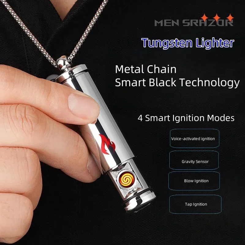 2025 Tungsten Lighter Intelligent Voice Control Ignition USB Charging Windproof Cigarette Lighter Portable Portable Men's Gifts