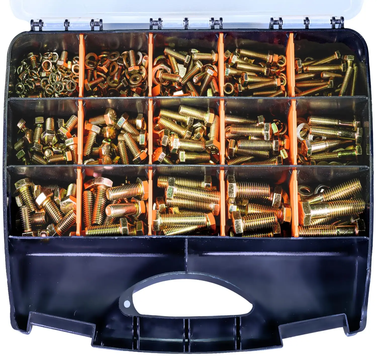 

705 pcs Metric Bolt and Nut Set - M6/M8/M10/M12 Class 8.8 Heavy Duty Hexagon Bolts and Nuts Assortment Kit with Yellow Zinc Plat