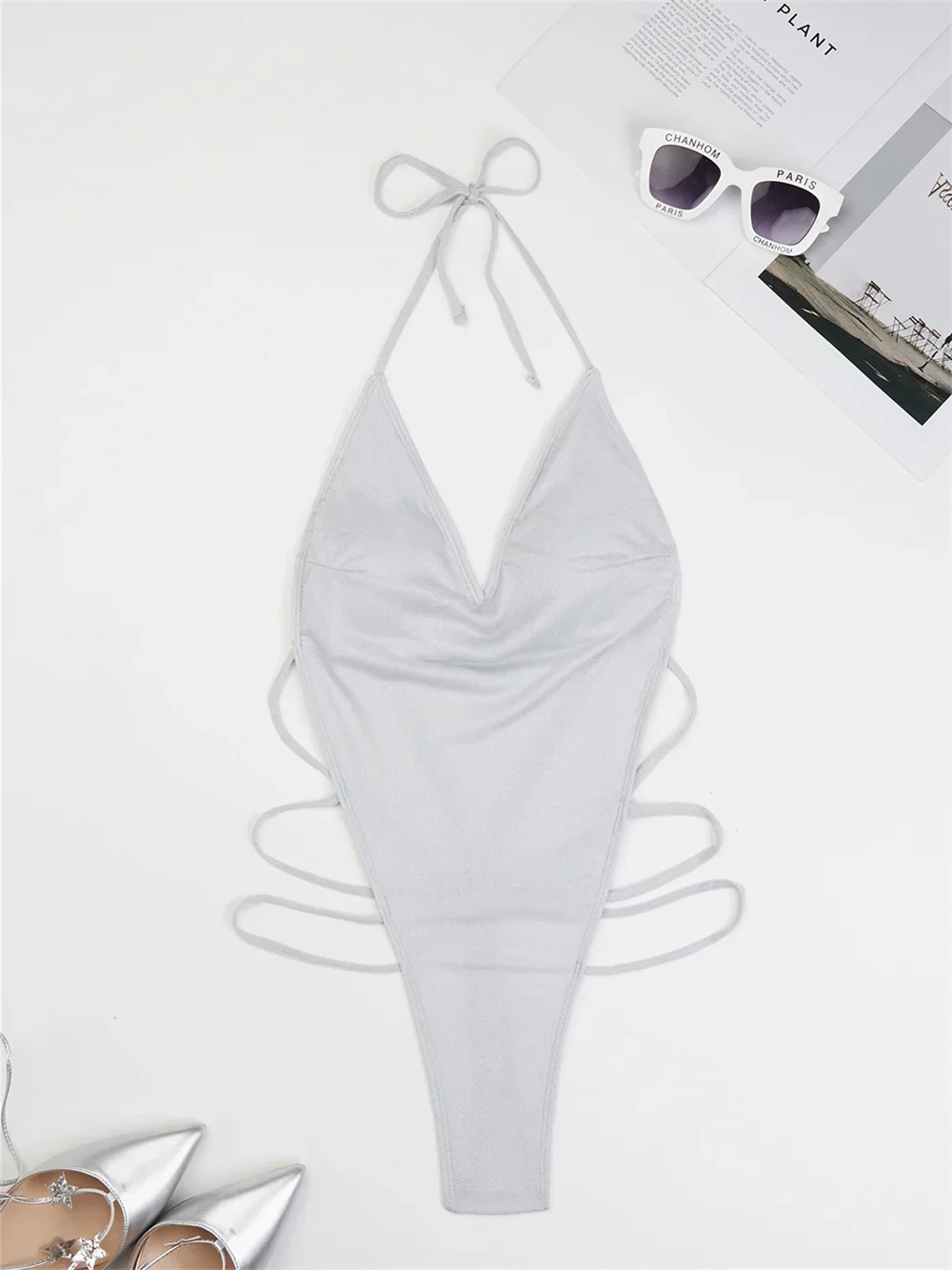 Luksusowe złote bikini ekstremalne Backless Push Up mikro stringi strój kąpielowy wakacje stroje kąpielowe kobiety strój plażowy Monokini letni