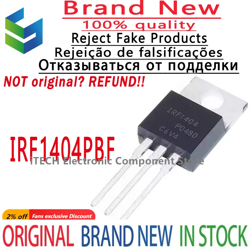 50pcs/lot Original IRF1404 IRF1404PBF TO-220 MOS FET 162A 40V 100% New and Genuine