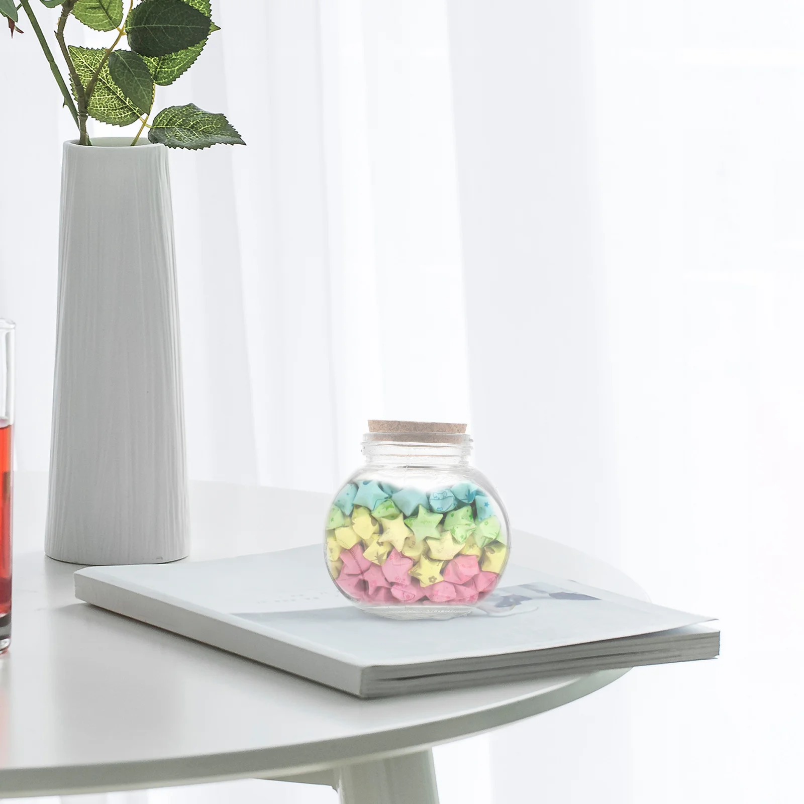 

1Pcs Glass Luck Bottle Wooden Cork Design Wishing Bottle Storage Jar Perfume Oil Holder Gift Storage Jar