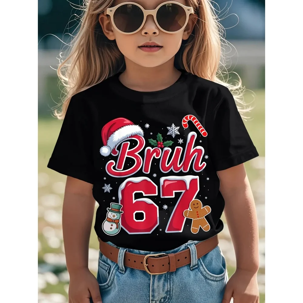 

Children Clothing Funny Christmas 67 Meme Graphic Print T-Shirt Casual Round Neck Short Sleeve Quick-Dry T-Shirts for Children