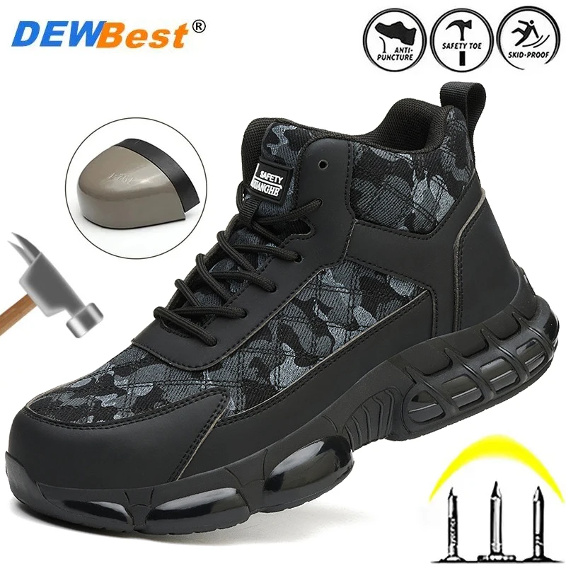 

New men's four seasons paragraph breathable steel head anti-smash anti-puncture wear-resistant site work safety protection shoes