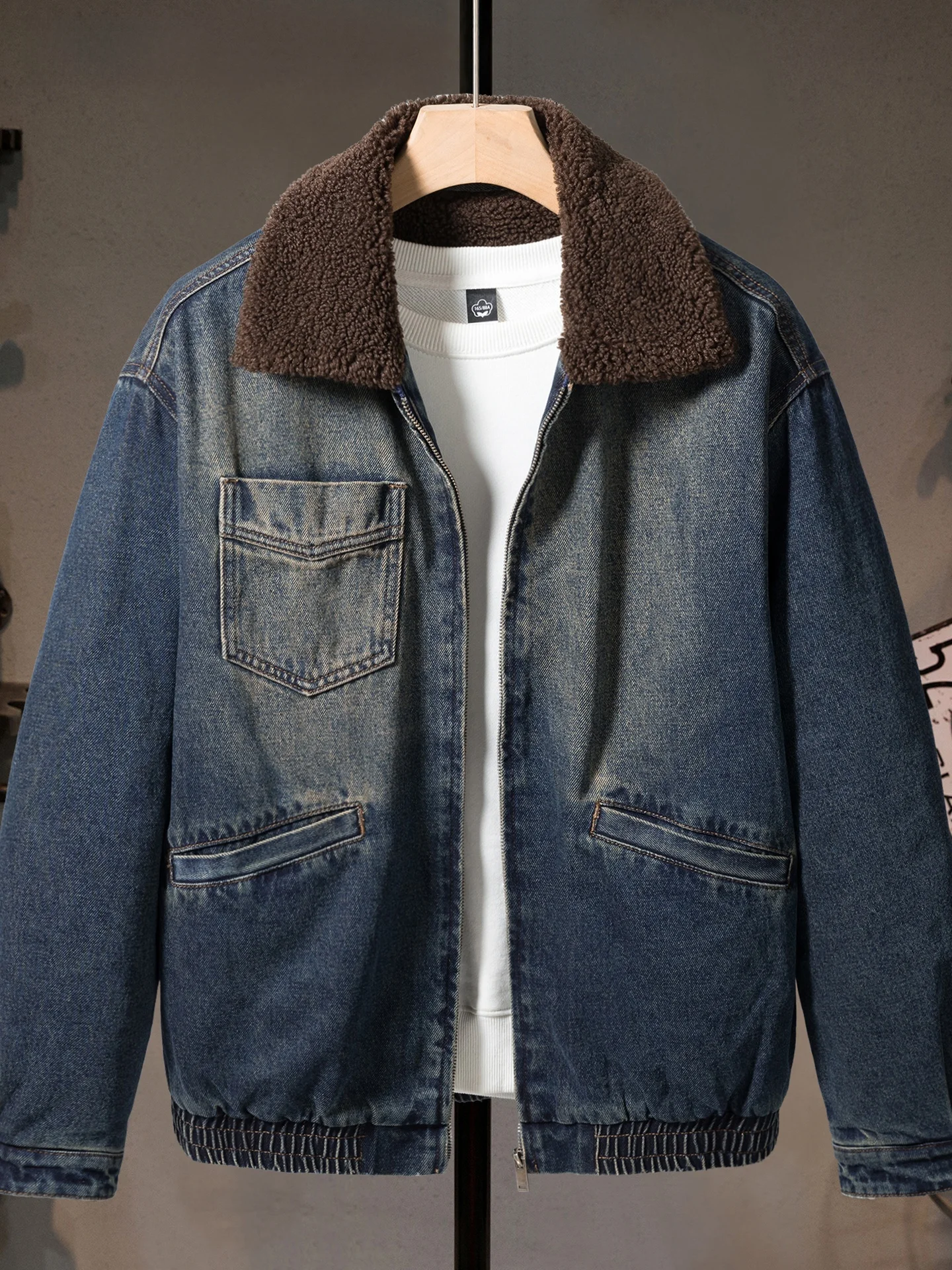

Barnfit American Sle Heavyweight Lamb Velvet Denim Jaet Men's Autumn Winter New Warmth Cotton Clothes Long Sve Zipper
