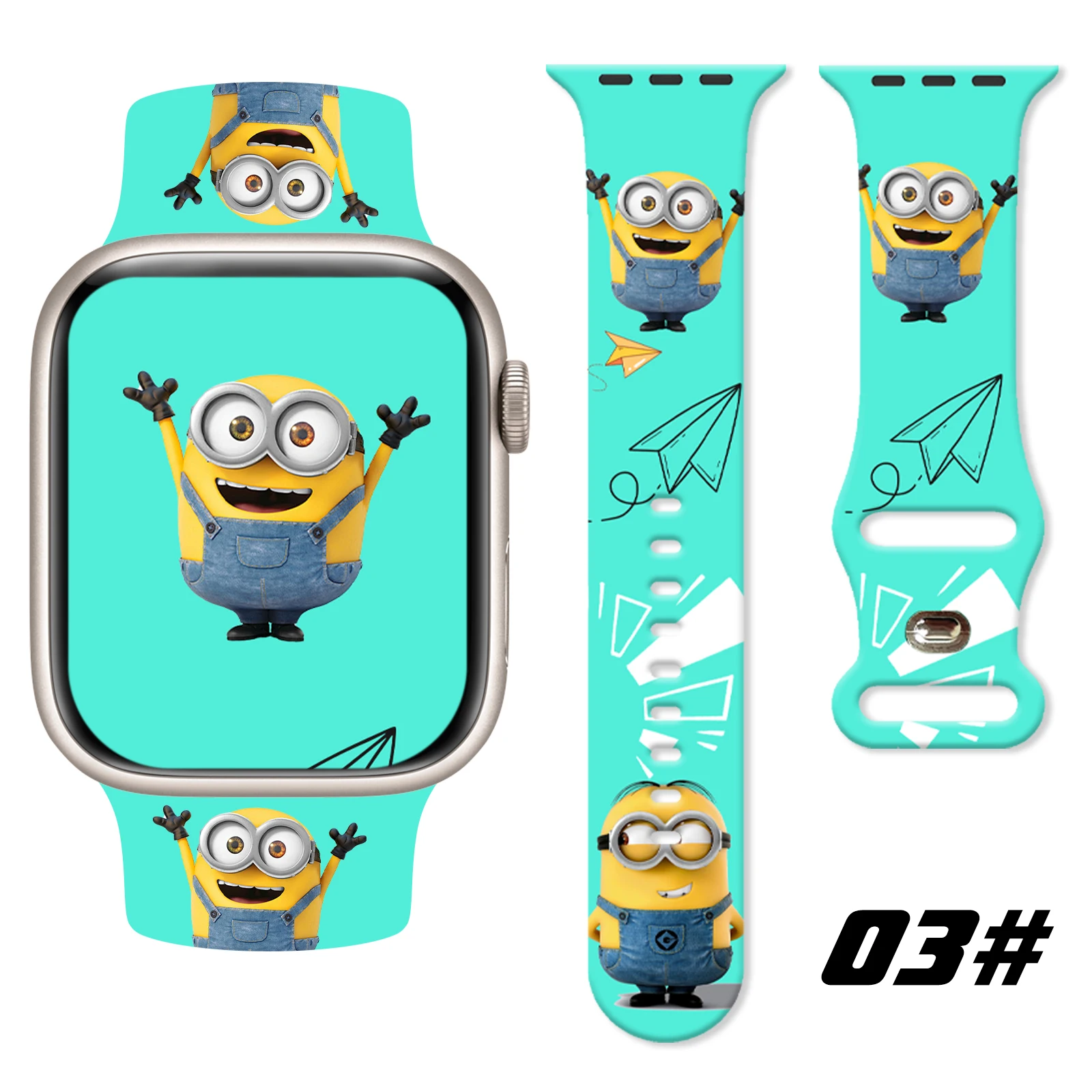 

Silly Minions Series Pattern Strap for Apple Watch 11/10/9/8/7/SE, Soft Waterproof Silicone Replacement Band 46mm/45mm/44mm/42mm