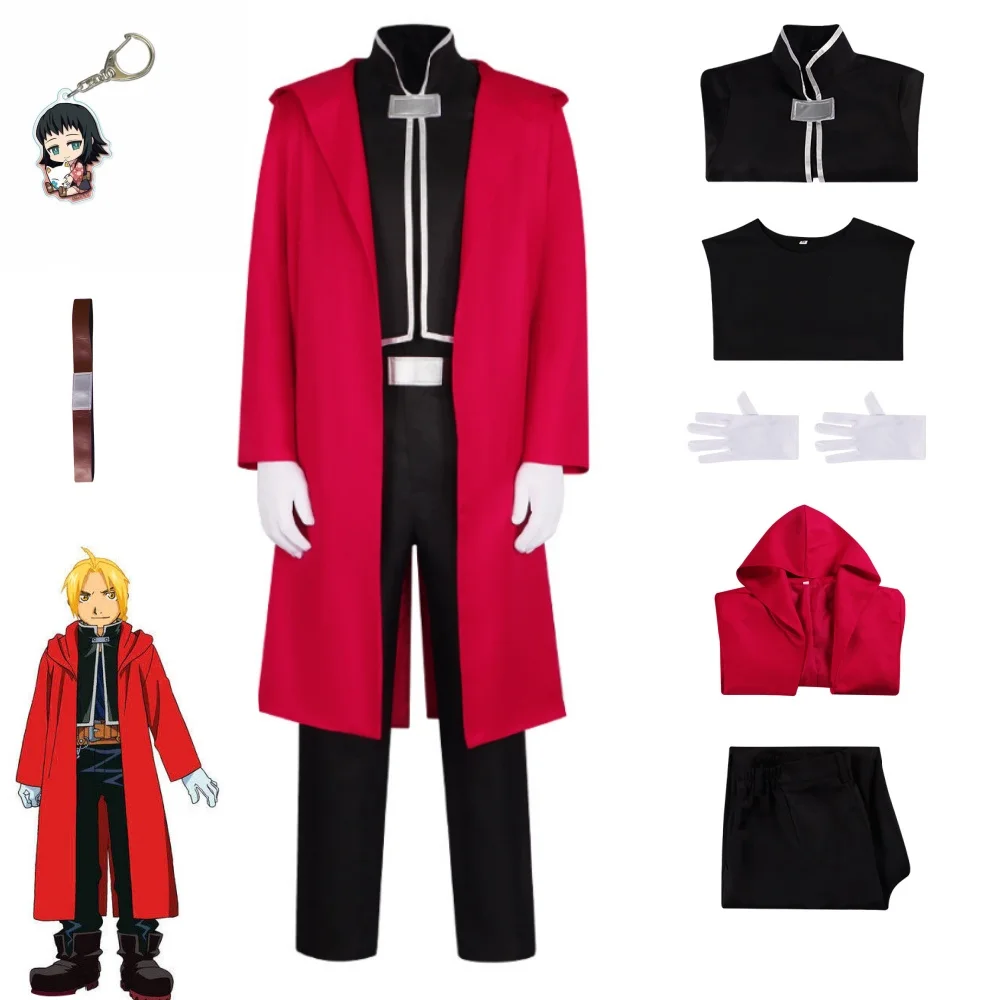 Anime Cos Fullmetal Alchemist Edward Elric Cosplay Costumes Red Outfit Halloween Christmas Uniform Custom Size Cosplay Costume