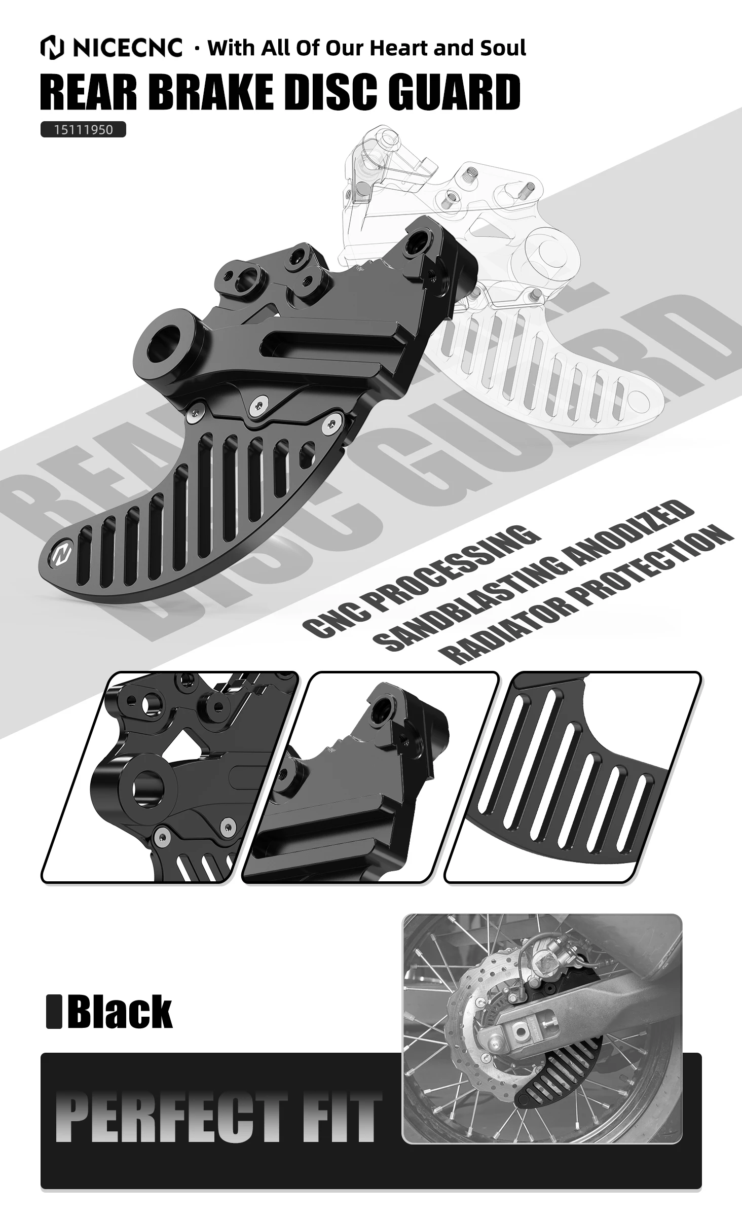 NICECNC Für Yamaha Tenere 700 /XTZ700 2019-2024 Vorderer Bremsscheibenschutz Hinterer Bremsscheibenschutz Tenere 700 Zubehör – Detail 7