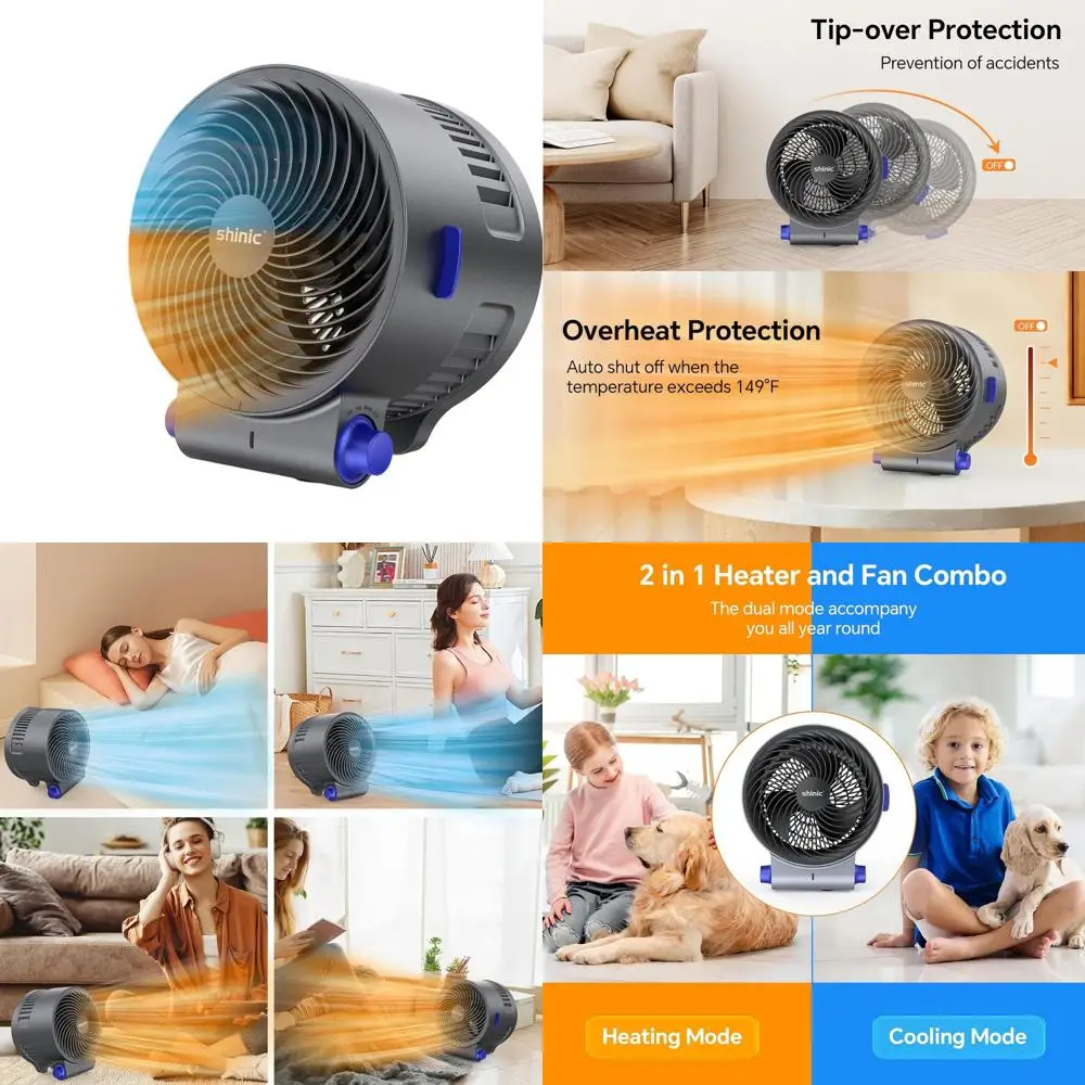 

Портативный настольный вентилятор и обогреватель двойного назначения, безопасный воздухоциркулятор с защитой от перегрева и опрокидывания, идеально подходит для дома.