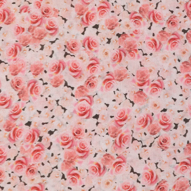 

1 ярд ткани рами розовый цветок цифровая печать tissu дизайнерский халат платье брюки рубашка пальто ткань для материала