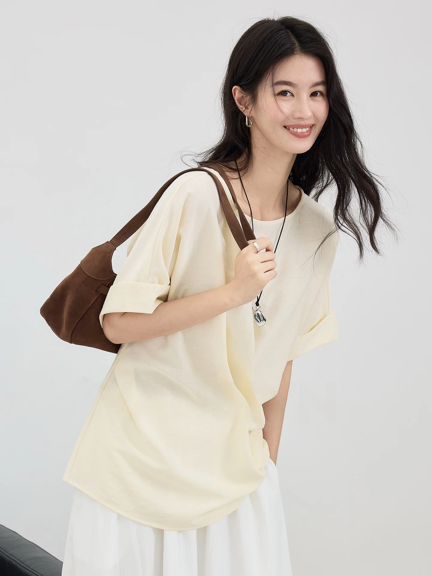 

Fanhx Design round Neck Short Sleeve Women's Shirt Summer New Loose Casual Unique Top Comfortable Breathable Fashionable