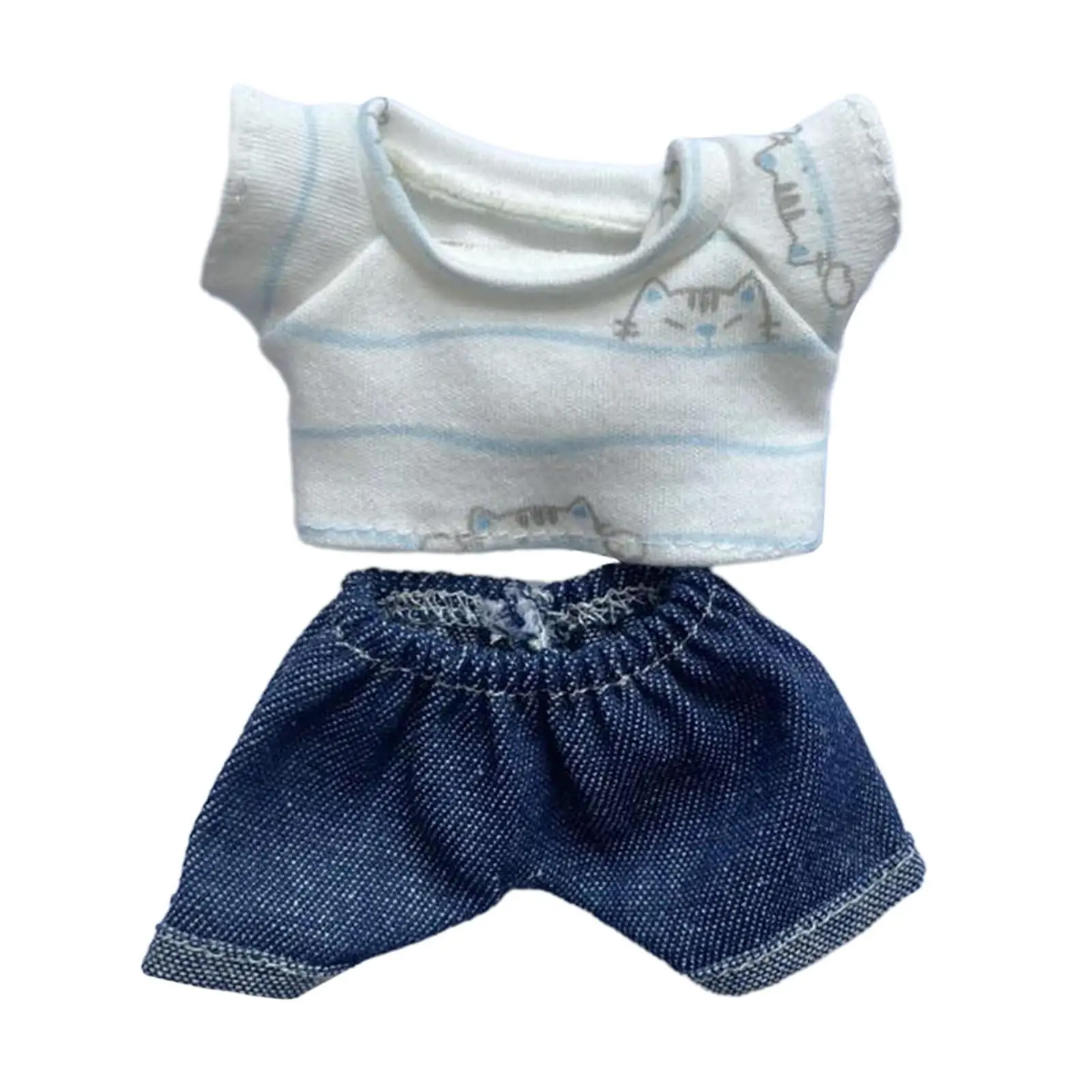 Stuffed Doll T Shirt e calças vestir-se para meninas, Costumes de coordenação fazer suas próprias bonecas, 6,69"