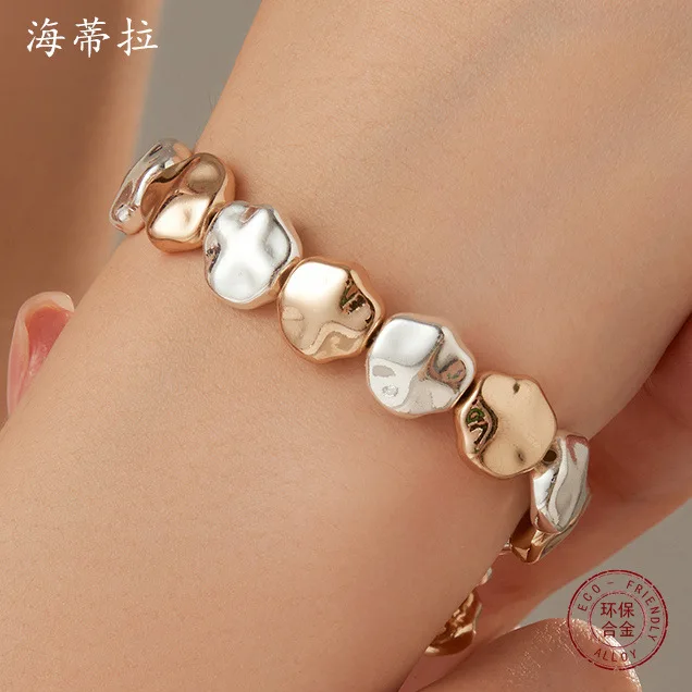 Hot-selling imitation baroque special-shaped environmentally friendly alloy beaded bracelet, irregular beaded color matching wom
