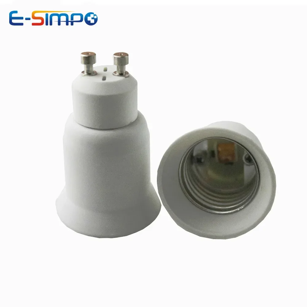 2pcs Gu10 To E27 E26 Led Lamp Base Adapter CE Rohs PBT 2Prong Halogen CFL LED Spotlight To Screw Light Socket Converter Extender