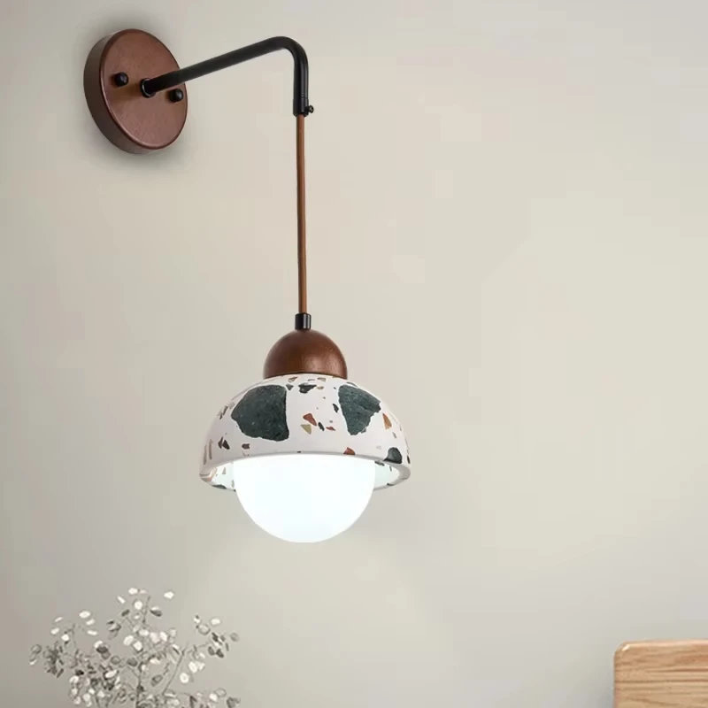 Art Creative Terrazzo Wall Lamp LED Bedside Decor Lighting Travertine Wall Sconces Home Bedroom Living Dining Room Wall Lights
