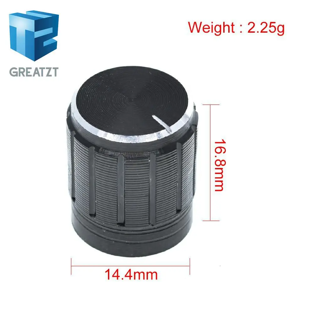 GREATZT 10/30pcs 15*17mm aluminum alloy potentiometer knob rotary switch volume control knob black For DIY