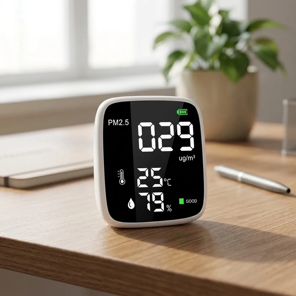 Thermohygrometer DM1308E for PM2.5 Monitoring with Real-Time Temperature and Relative Humidity Readings for Indoor Environments