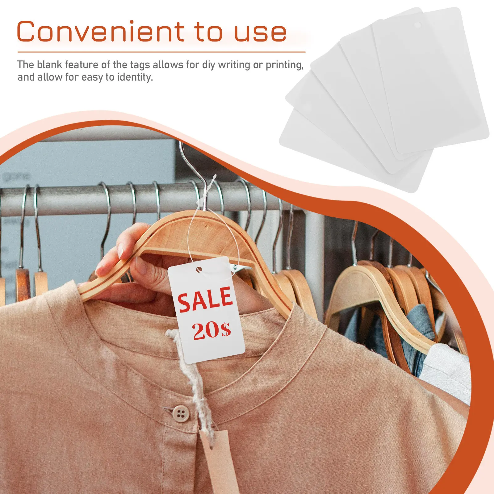200Pcs Blank Plastic Price Tags Tear Resistant Oil Proof Tags for Clothing Luggage Merchandise Labeling Price Tag