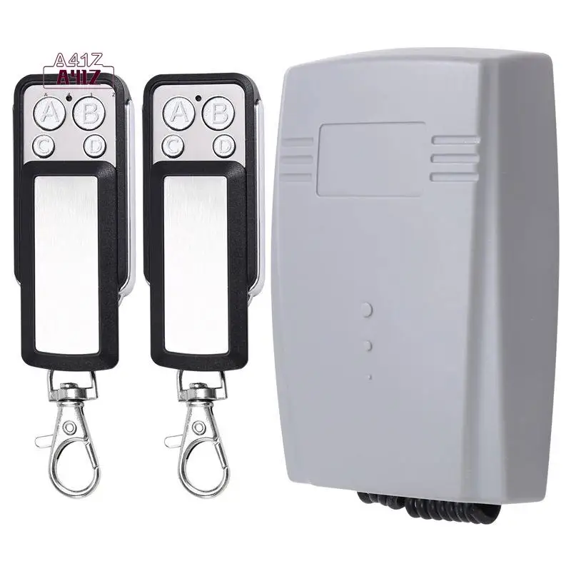 A41Z-Garage Door Receiver 2CH 433Mhz Remote Controller For Door Gate Fixed Learning Rolling Code Universal