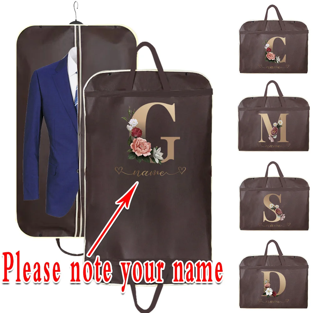 

Customized Brown Non-woven Dust Cover Thickened Suit Jacket Protective Cover Wardrobe Storage Bag Rose Gold Letter Series
