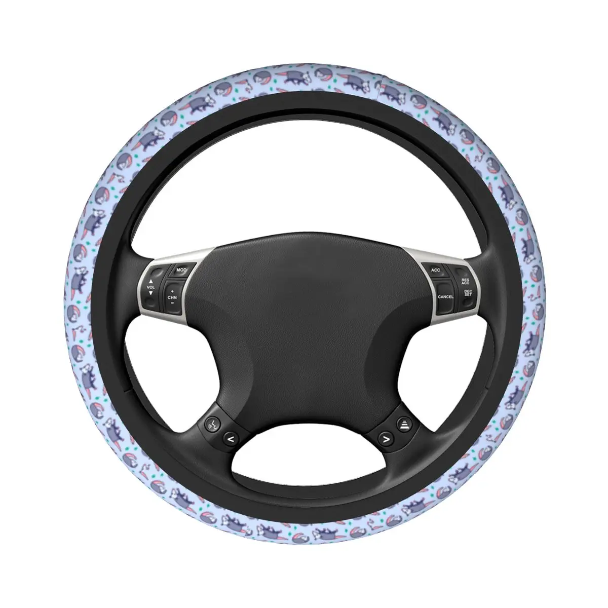 Cute Opossum Pattern Animal Car Steering Wheel Cover 37-38 Anti-slip Possum Colorful Auto Decoration Car Accessories