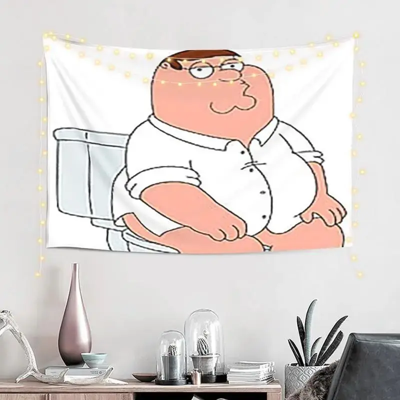 VIKAMA Cartoon Fat Man Toilet Meme Decorative Wall Tapestry Home Art Room Decor Bathroom Funny Poster Dorm College Soft Durable
