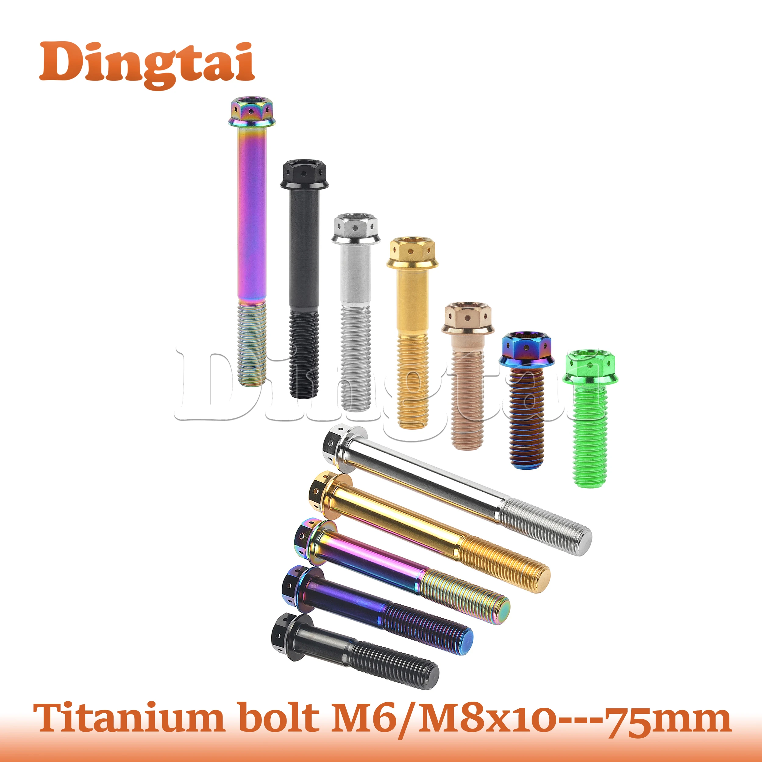 Dingtai Titanium Bolt M6/M8x10--75mm Flange with Holes Hex Head Screw for Motorcycle Brake Calipers