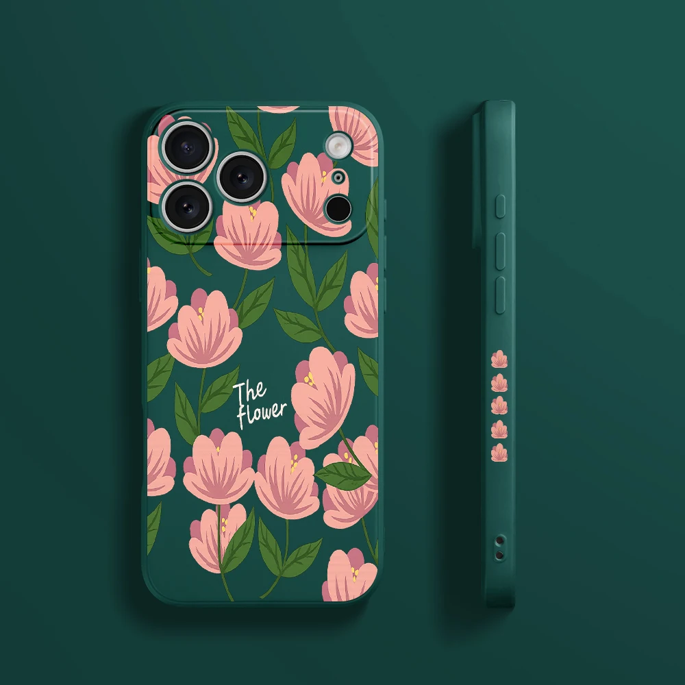 غطاء حماية من البولي يوريثان بنمط زهرة رومانسية لهاتف iPhone17 ProMax 17 Air 16 15 14 13 12 11 Pro Max XS Max7 8 Plus 16e 16 Plus