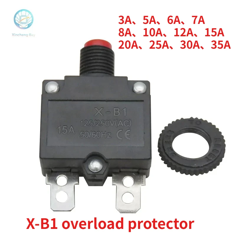 X-B1 3A/10/15/20/30A Circuit Breaker Overload Protector Switch Fuse Thermal Switch Current Overload Protector Push Button Switch