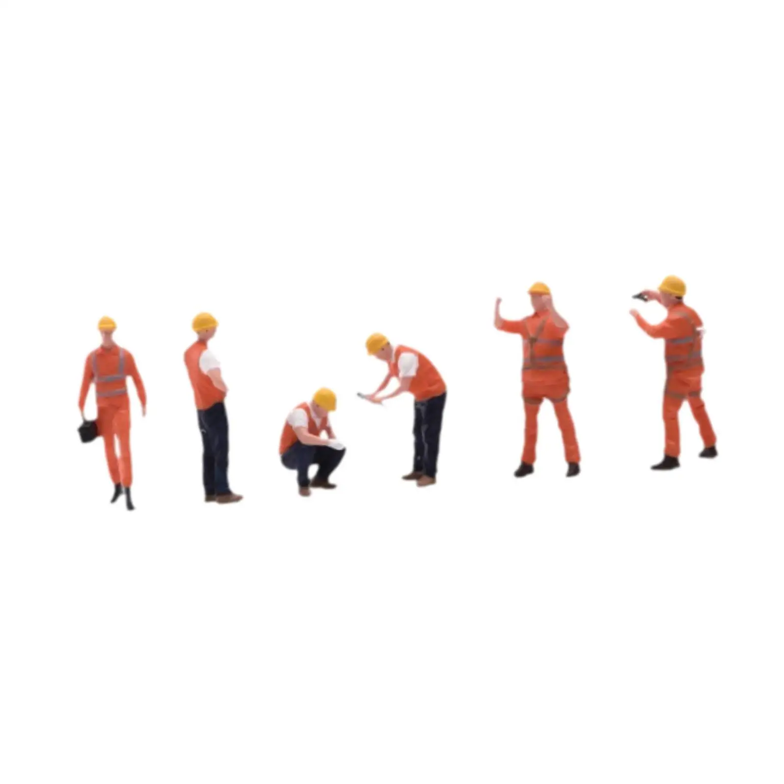 6x 1:64 Service Technician Model Tiny People Model Mini Construction Worker Figure for Train Station Layout Desktop Decoration