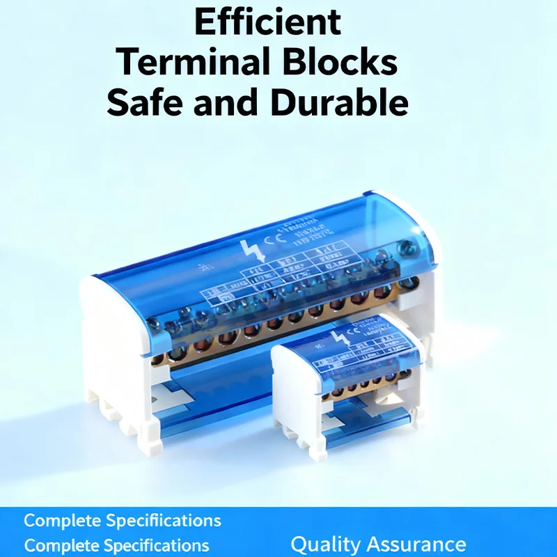125A High Current DIN Rail Mount Junction Box with Terminal Blocks, 1 Input to Multiple Outputs (2/4/6 Way) for Power Cabinet