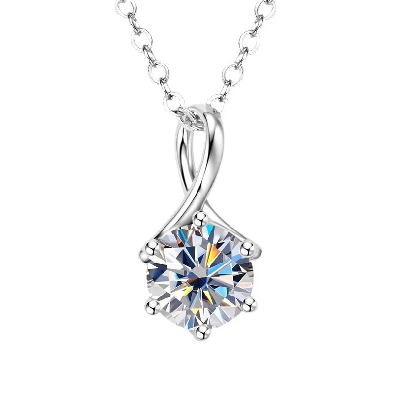 ZFSILVER Fashion Classic s925 Silver Moissanite Design 1CT  Paw 6 Pendant Necklace Charms Women Accessories Jewelry Gift PMO-157