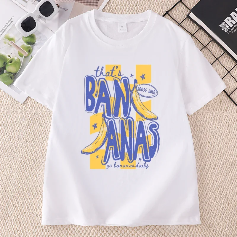 That's Bananas Funny Banana T-Shirt Cute Fruit Tee Trendy Graphic T Shirt Funny Food Printed Short Sleeve Round Neck Tees