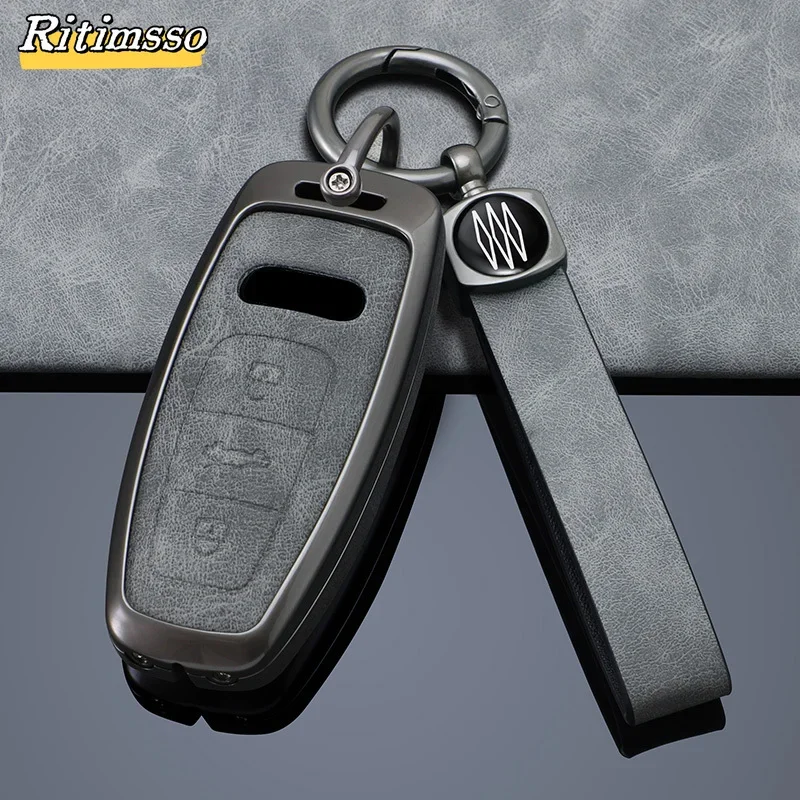 Автомобильный брелок с дистанционным управлением из сплава, чехол для Audi Q8 RSQ8 A6 C8 S6 RS6 A7 S7 RS7 A3 8Y A8 D5 4N RS E-tron GT Q4 Q7 4M, аксессуары