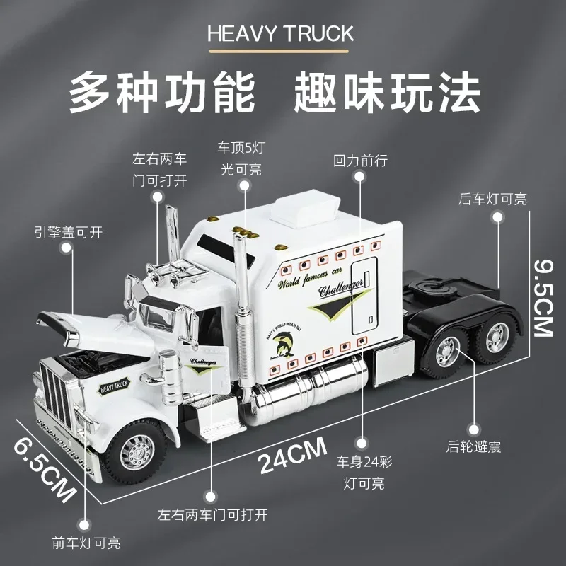 1:24 PETERBILT 389 schweres LKW-Spielzeugmodell, Legierung, Druckguss, Sound, Licht, zurückziehbar, Modell, LKW, Jungen, Spielzeug, Geschenke, Sammlung