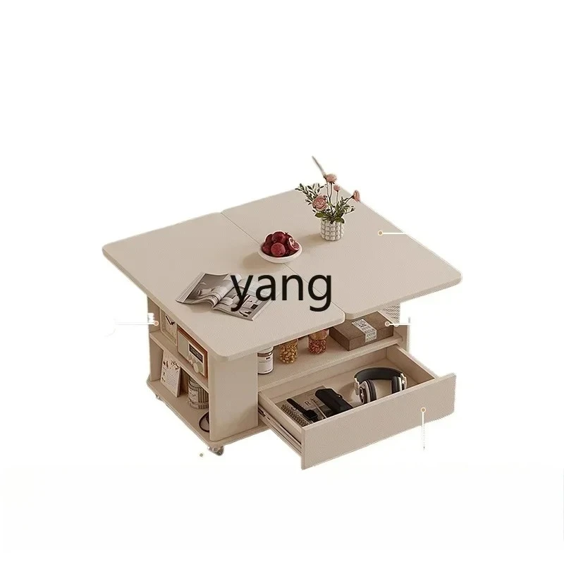 LH, Mobile Tea Cart Foldable Living Room Sofa Side Cabinet Cream Wind Tea Snack Cabinet