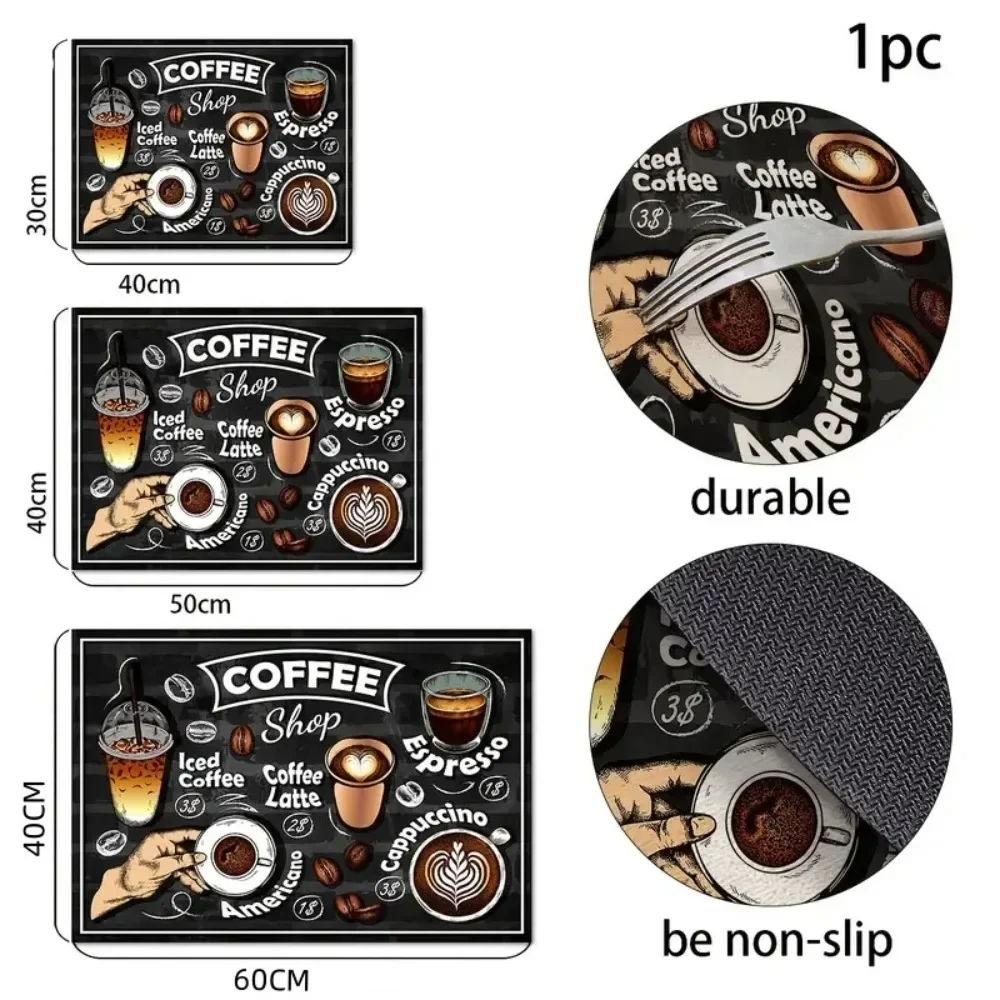 Coffee Machine Water Absorbing And Draining Mat,Counter Tableware Drying Mat, Diatom Mud Kitchen Placemat,Coffee Printed Mat