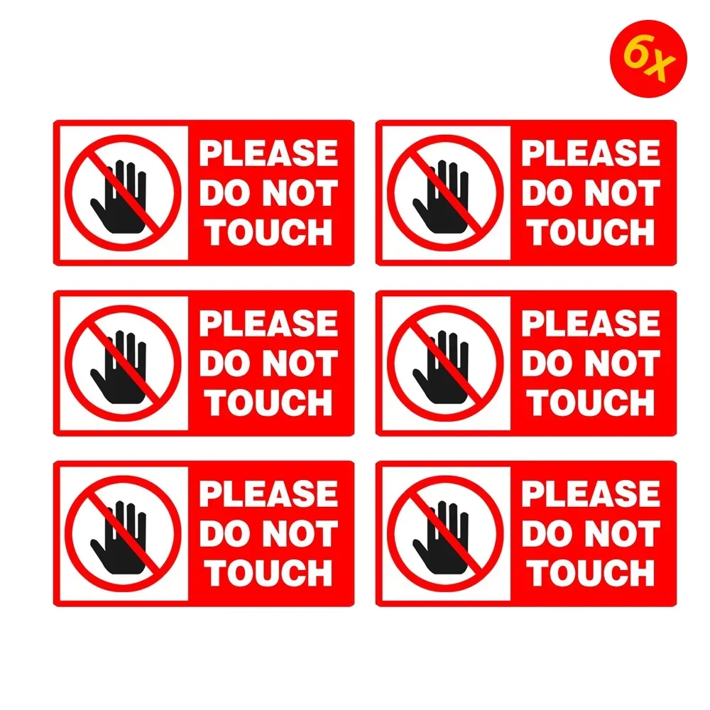 2x4 Inch Do Not Touch Warning Sign Label Stickers Decals 6 Pcs Per Pack