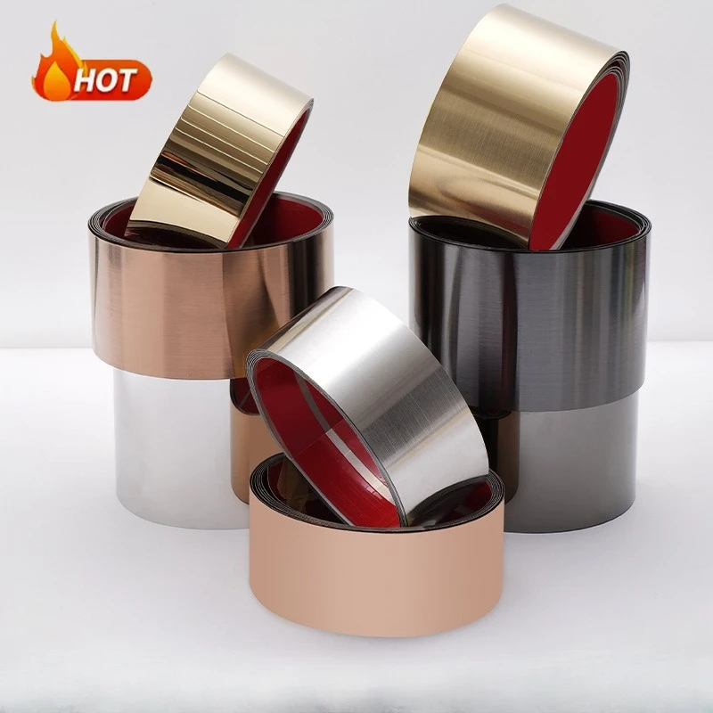 Stainless Steel Self Adhesive Skirting Board Waterproof Wall Trim Moisture Proof Corner Strip for Bathroom Kitchen Living Room