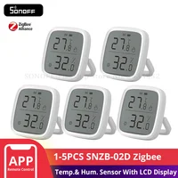 1-5 uds SONOFF SNZB-02D Zigbee Sensor de temperatura y humedad con pantalla LCD módulo de monitoreo de hogar inteligente para Alexa Google Home